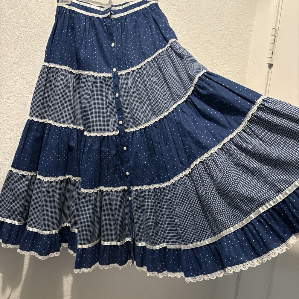 Gunne Sax JESSICAS GUNNIES Vintage Prairie Cottage Core Blue Skirt Tiered 7 READ